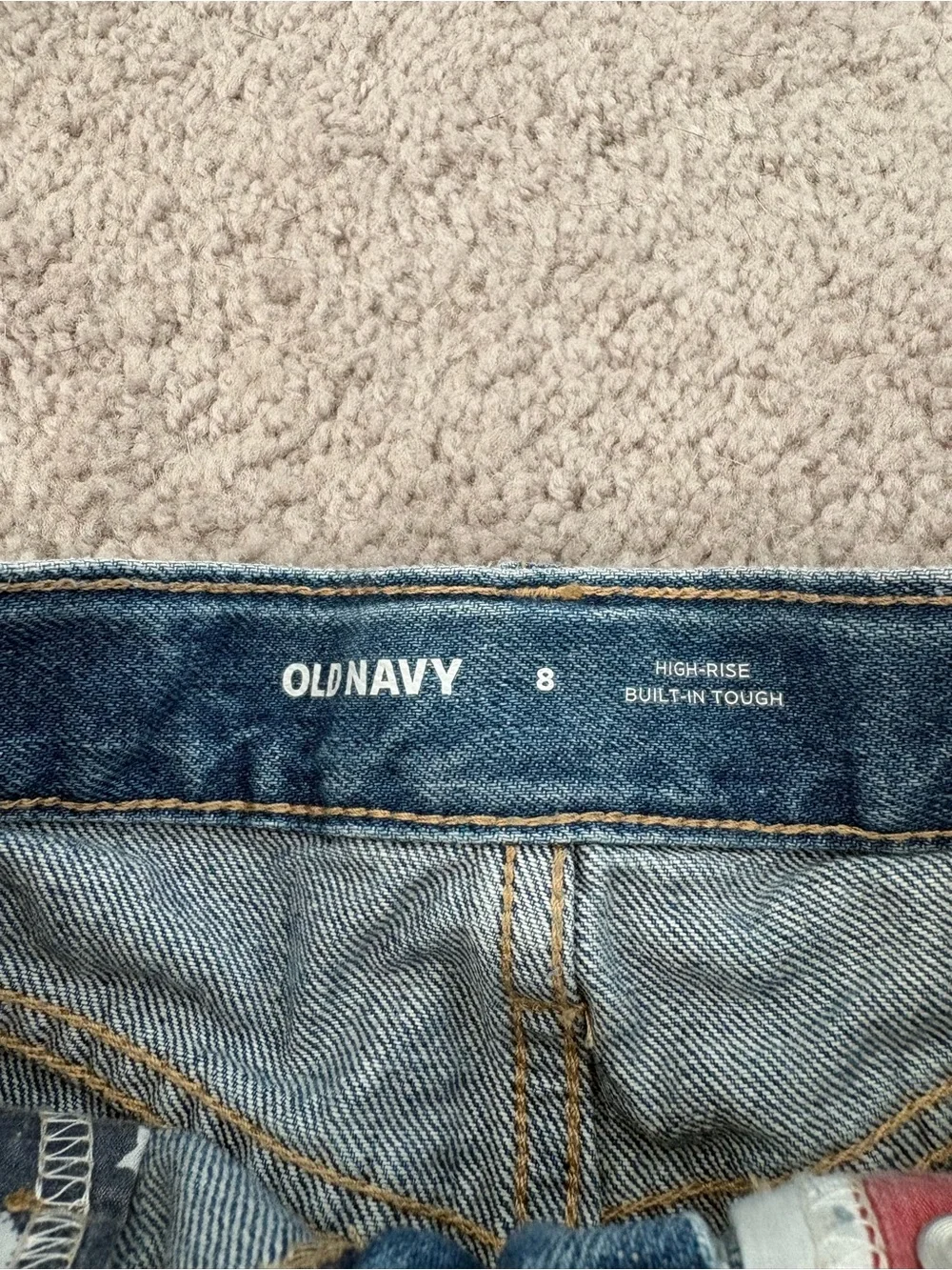 Old Navy high-waisted denim shorts with American flag design